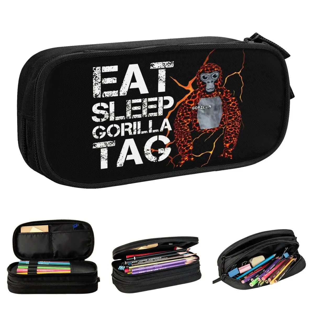 Eat Sleep Gorilla Tag Pencil Cases Game Monkeys Pen Box Bags Girl Boy Big Capacity School Supplies Gifts Pencilcases