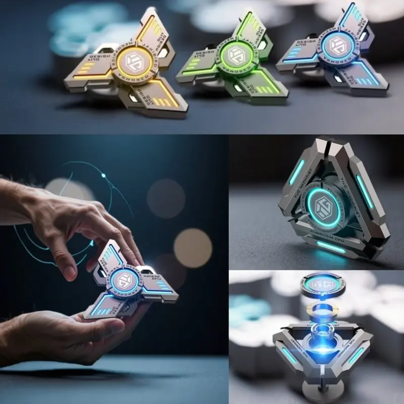 Leuchtender Metall-Fidget Spinner, Geräuschlos, Tragbar, für Erwachsene, EDC-Spielzeug, Stressabbau, ADHS, Angstlinderung, Cooles Trendiges Geschenk