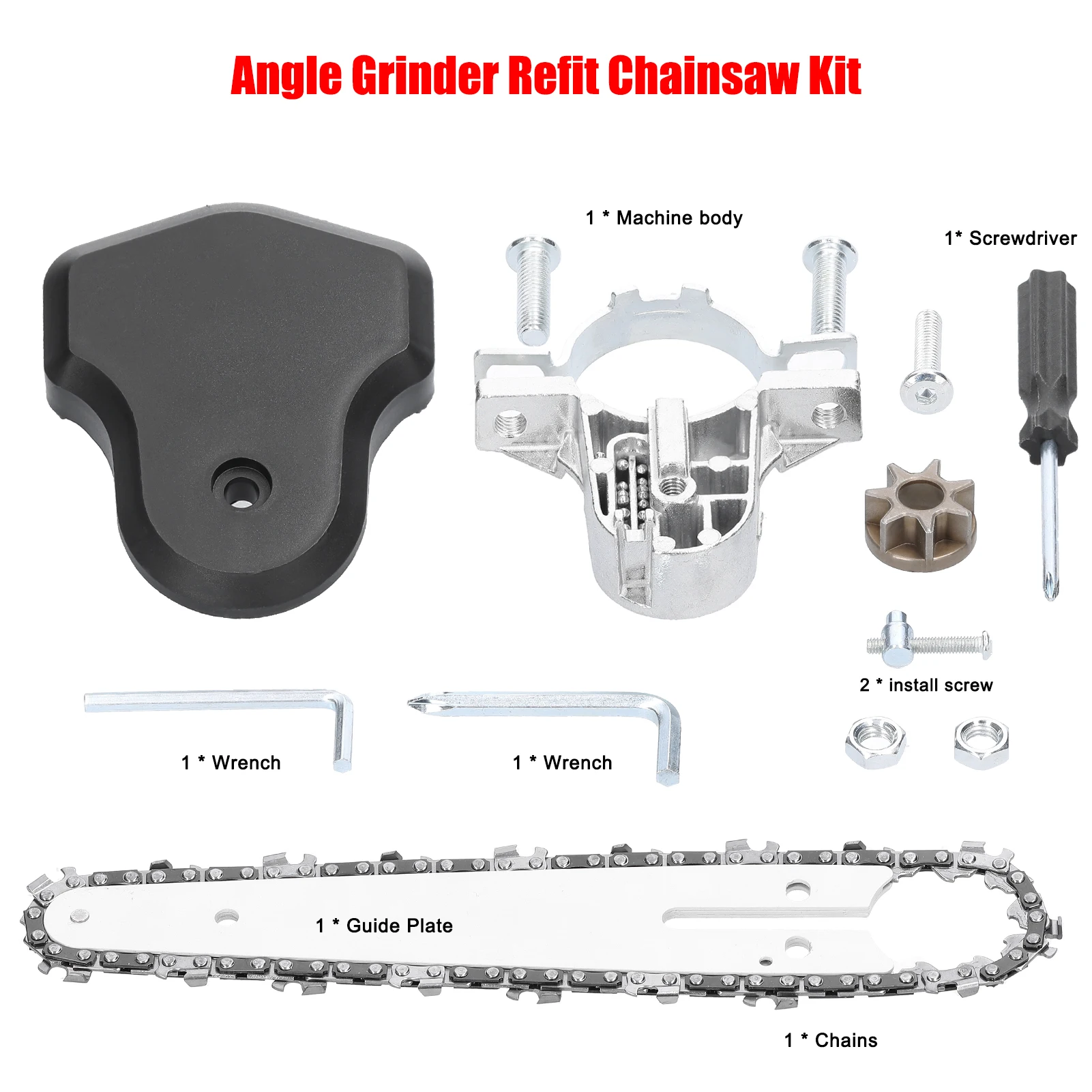 Angle Grinder Refit Chainsaw Conversion Kit 6 Inch Chainsaw Bracket Set Change Angle Grinder into Chain Saws Tool Set Multifunct