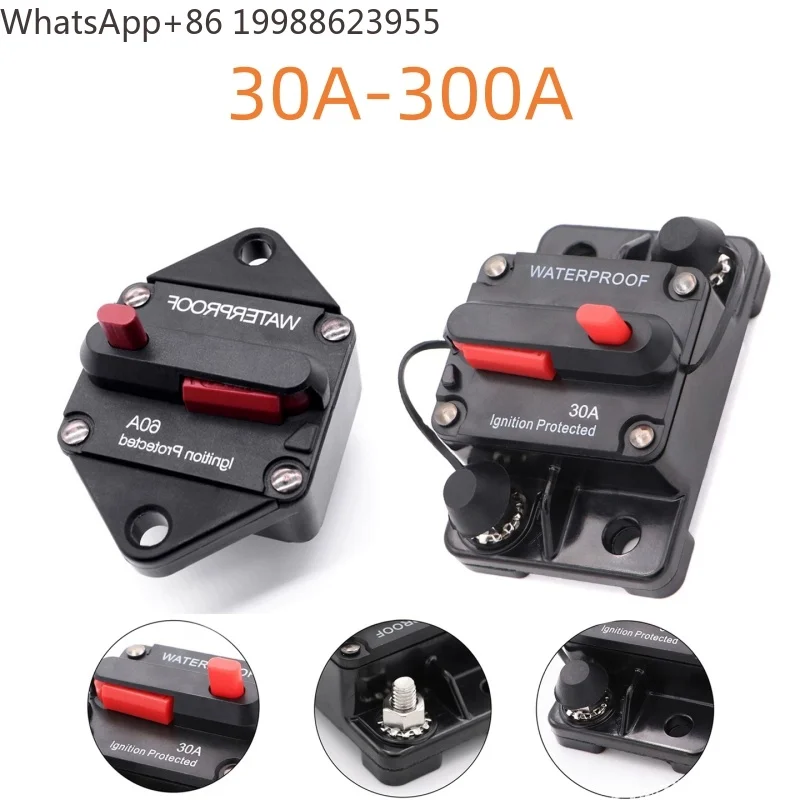 30A 40A 50A 60A 70A 80A 100A 120A 150A 200A 250A 300A AMP Circuit Breaker Fuse Reset 12-48V DC Car Boat Auto Waterproof