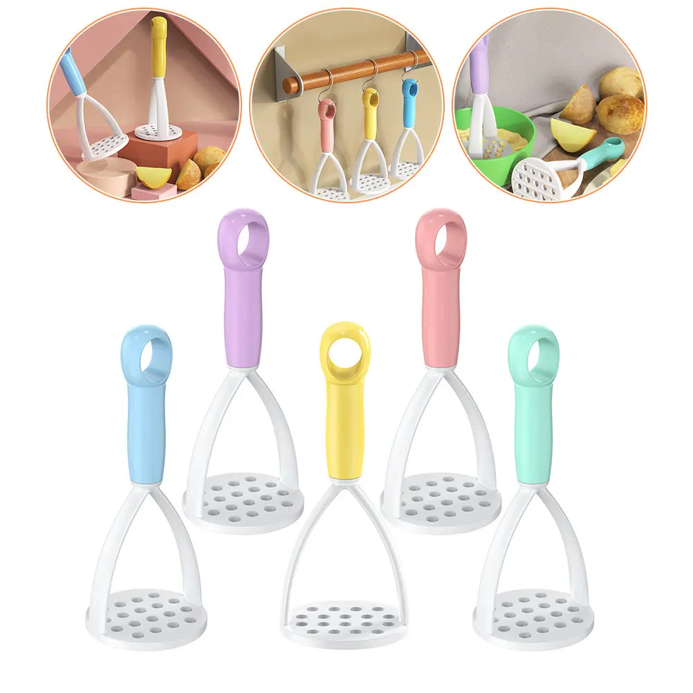 

5Pcs Potato Masher Safe Wear-Resistant Manual Crusher for Baby Complementary Food Puree Maker Kitchen Utensil Fruit Vegetable