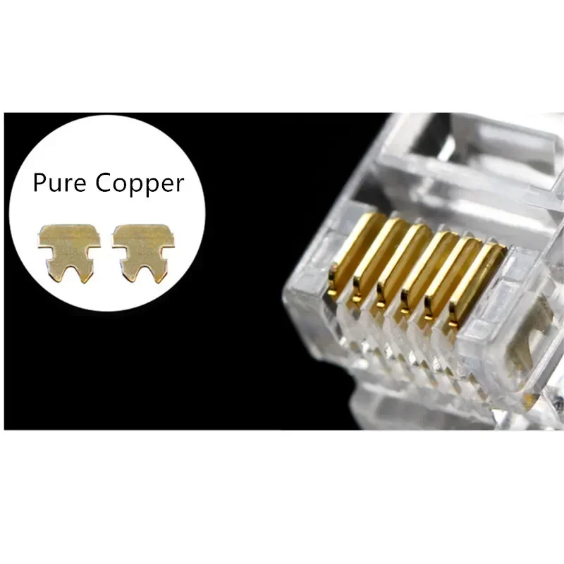 RJ12 Connector RJ 12 Telephone Connectors 6P6C Modular Head Networking Cable Plug Gold Plated Crimp Network Crystal Plugs