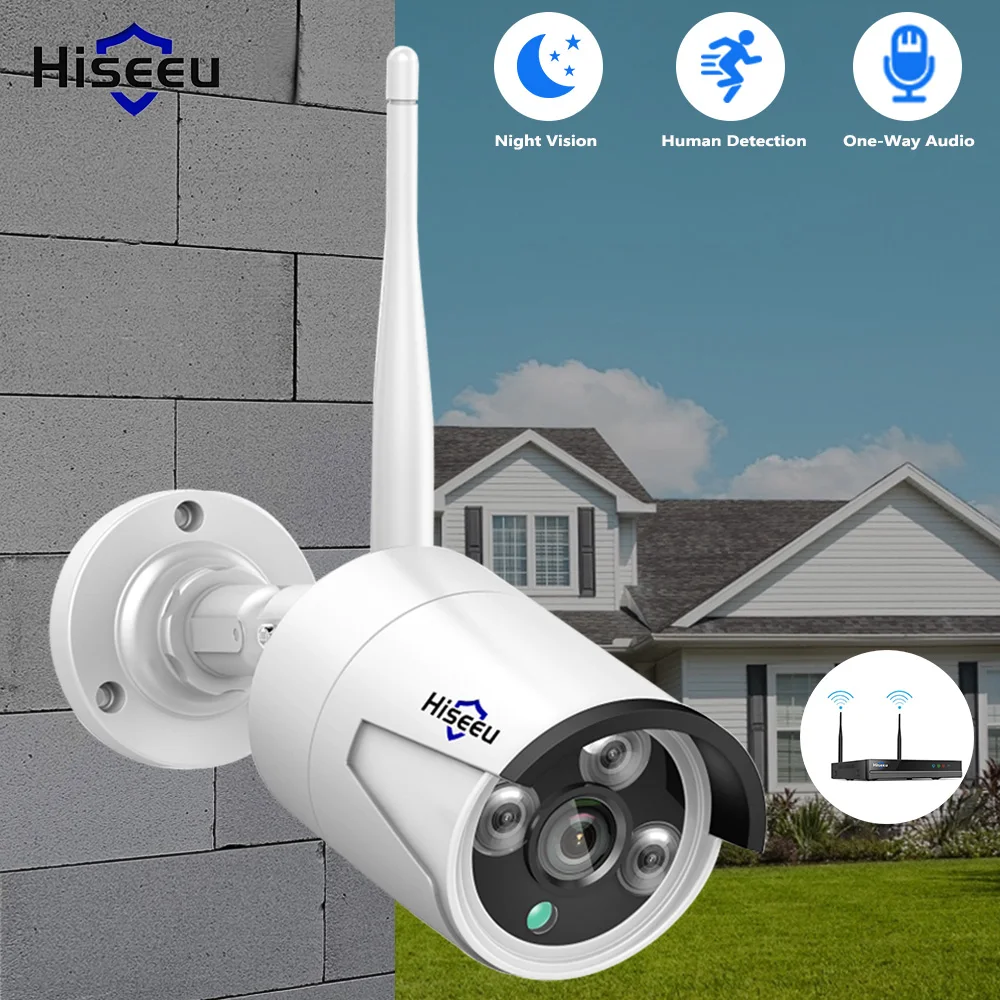 Telecamera IP wireless Hiseeu 3/5/8MP 1536P, obiettivo da 3,6 mm, visione notturna, audio unidirezionale, rilevamento umano, impermeabile, telecamera di sicurezza WiFi per kit di sistemi CCTV wireless