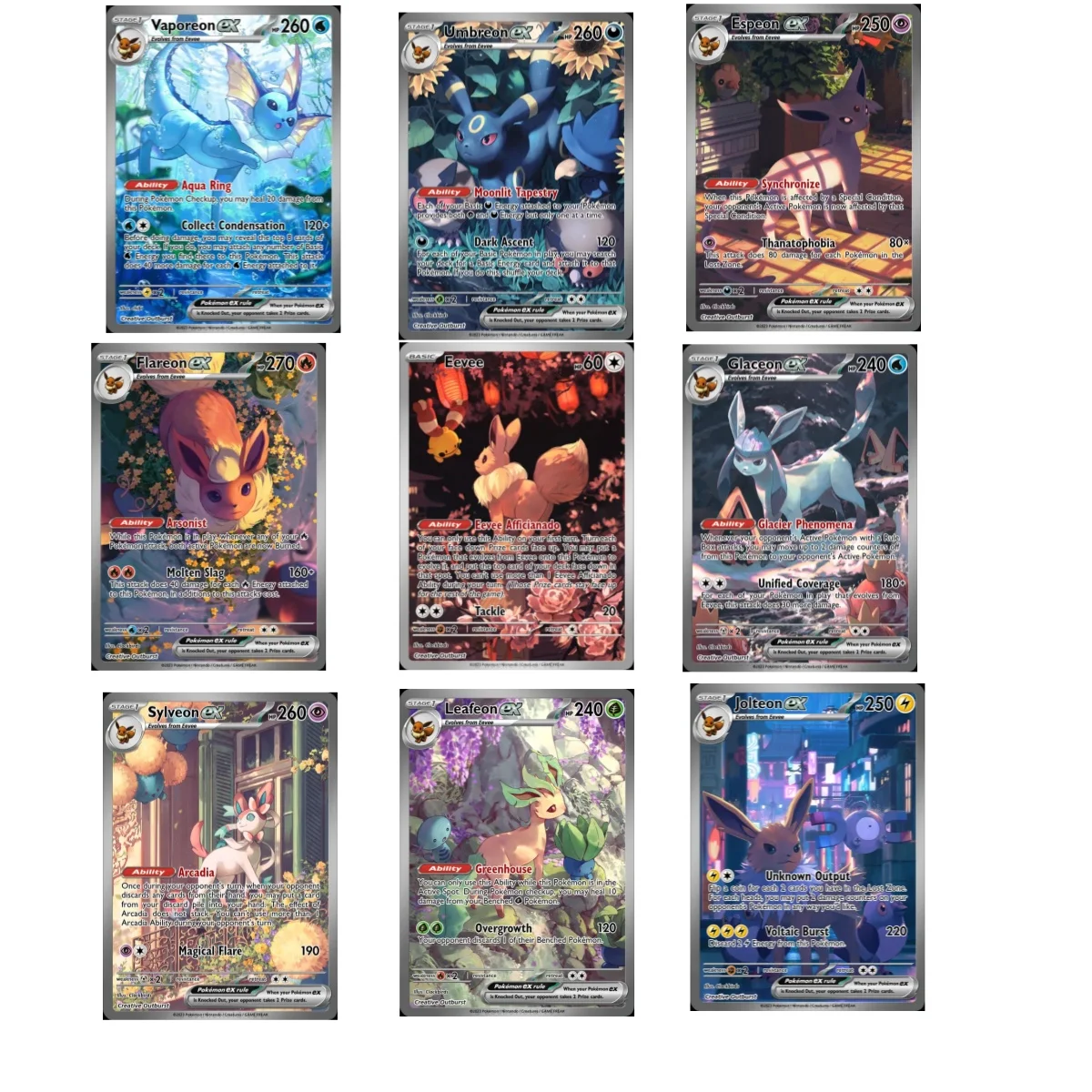 

DIY Self Control Pokemon Ptcg Eevee Espeon Flareon Vaporeon Sylveon Umbreon No Flash Collect Signature Trading Card Anime Gift