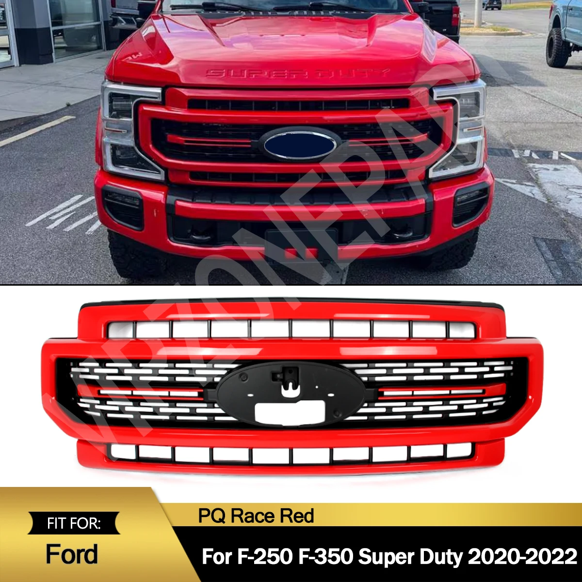 

Front Grille Car Upper Hood Cover Mesh Grid Grills Front Bumper Grille For 2020-2022 F250 F350 Lariat Sport Super Duty Race Red