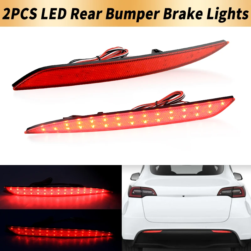 2PCS LED Rear Bumper Brake Lights Canbus For Tesla Model 3 2016-2023 Model Y 2017-2023 Tail Warning Fog Lamps Car Accessories