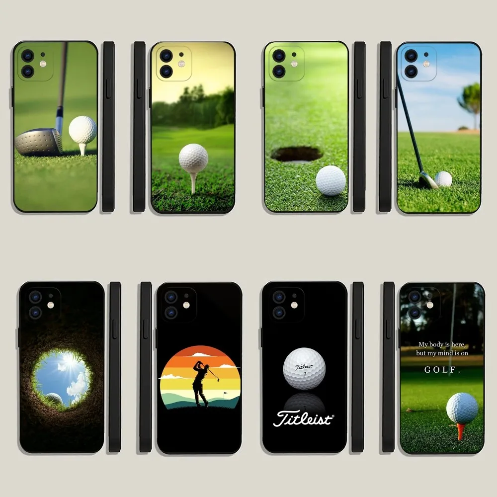 Sport Golf Ball Phone Case For iPhone 15,14,13,12,11,Plus,Pro Max,XS,X,XR,SE,Mini,8,7 Soft Silicone Black Cover