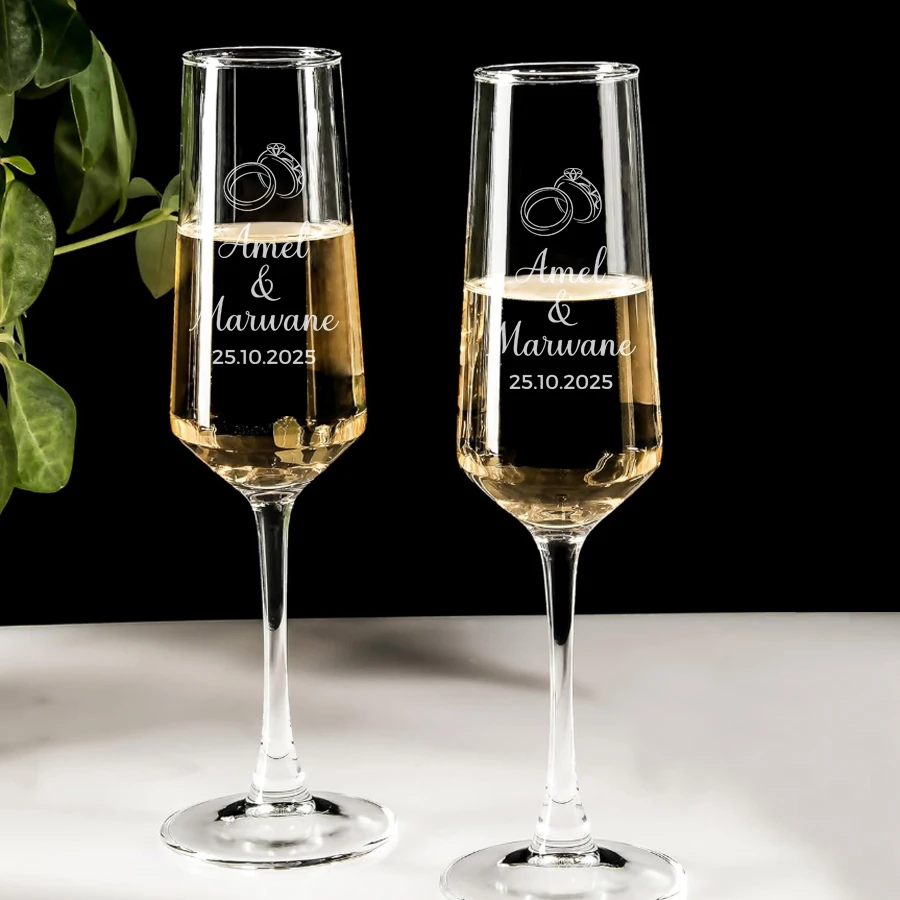 

Personalized Champagne Glass Set of 2 Wedding Champagne Flute Personalized Anniversary Gift, Christmas Gifts, Birthday Gifts