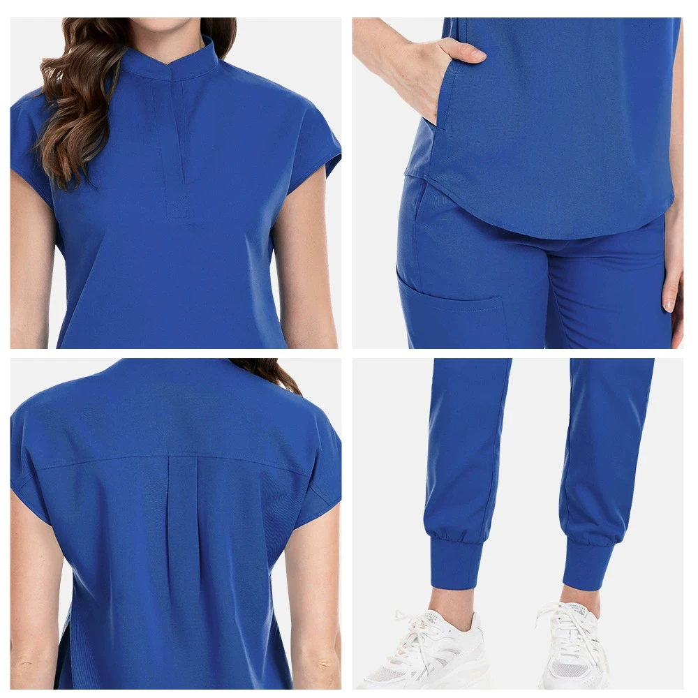 Colors Medical Uniform Elastic Scrub Suit Pants Elastic Stand Collar Nurse Wear Jogging Spa Uniforms nurse uniform veterinaria