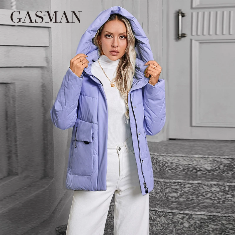 GASMAN 2024 Winter Down Jacket Collection Fashion Solid Stand-up collar Women Coats Elegance Hooded Women\'s jackets 83278