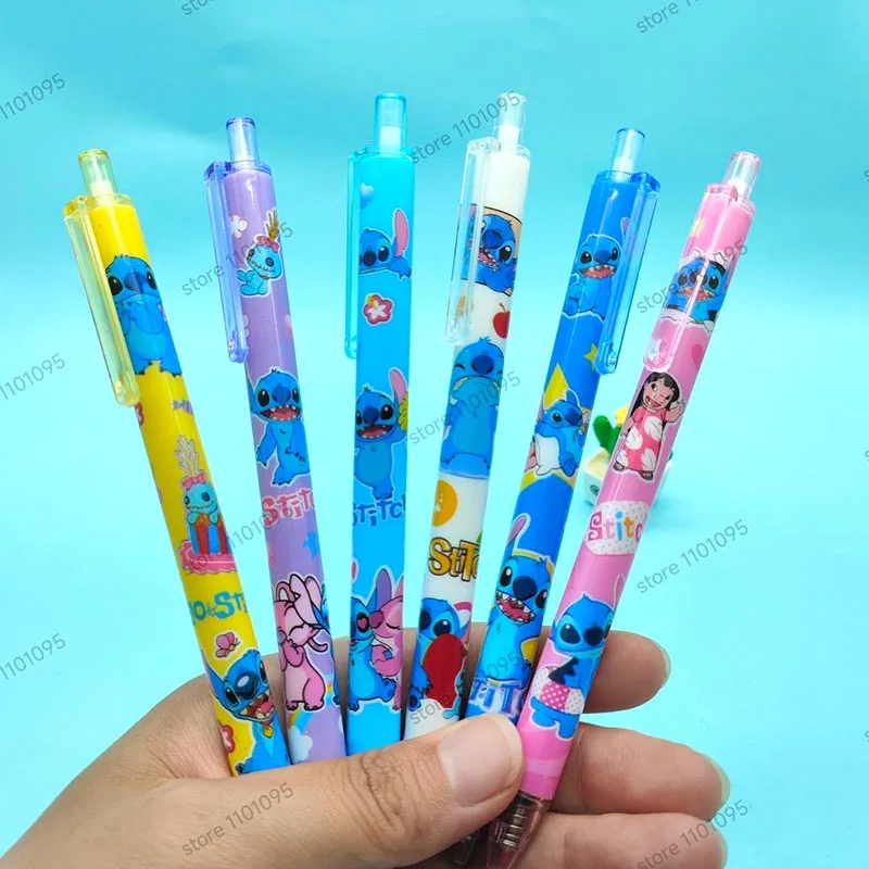 Imagem -02 - Disney-stitch Canetas Gel para Escrever Tinta Preta Bonito Caneta Neutra Material Escolar e de Escritório Papelaria Kawaii Kids Gift 0.5 mm 12 Peças Lote