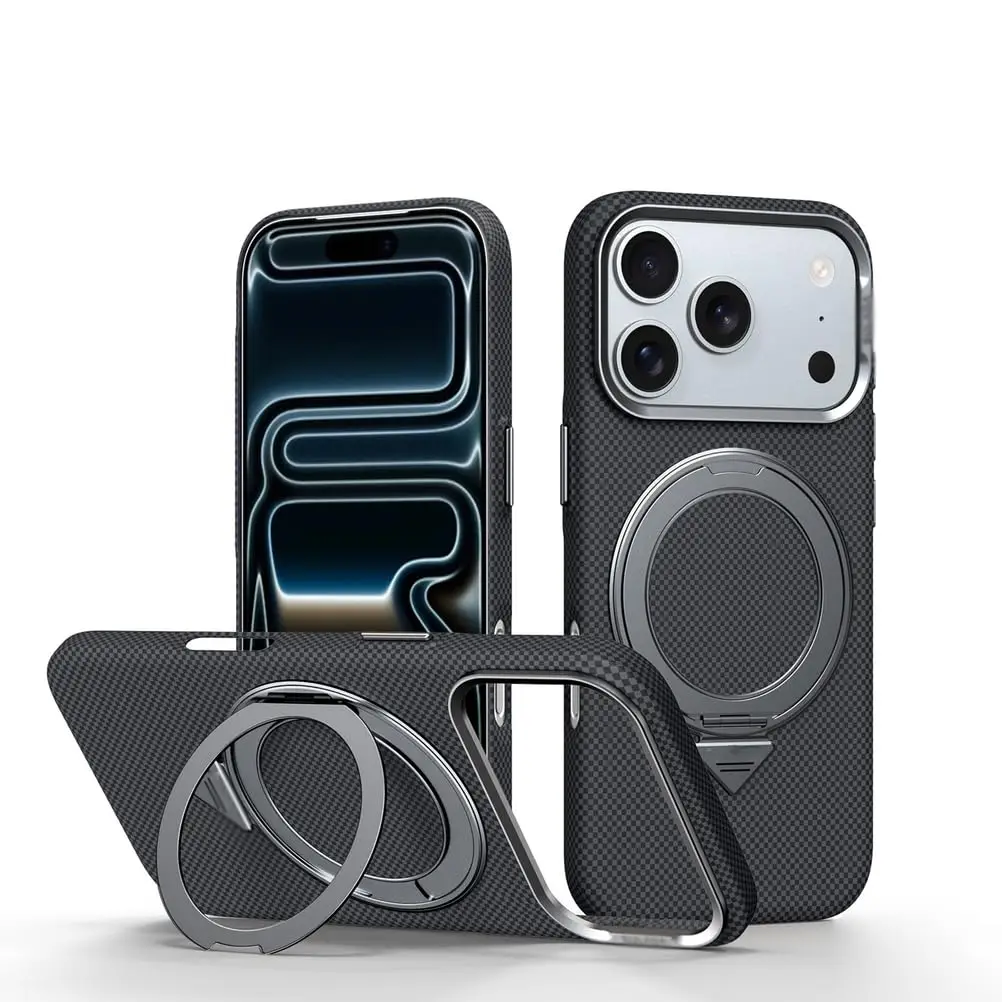 

For iPhone 17 Pro Max/17 Pro/17 Magnetic Case 360° Rotating Kickstand Airbag Shockproof Ultra Thin Cover Supports Wireless
