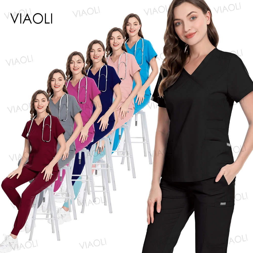 

Stretch Jogging Suits Women Medical Uniform Surgical Scrub Top Pants Set Dental Clinic Beauty Workwear Nurse Nursing Accessories