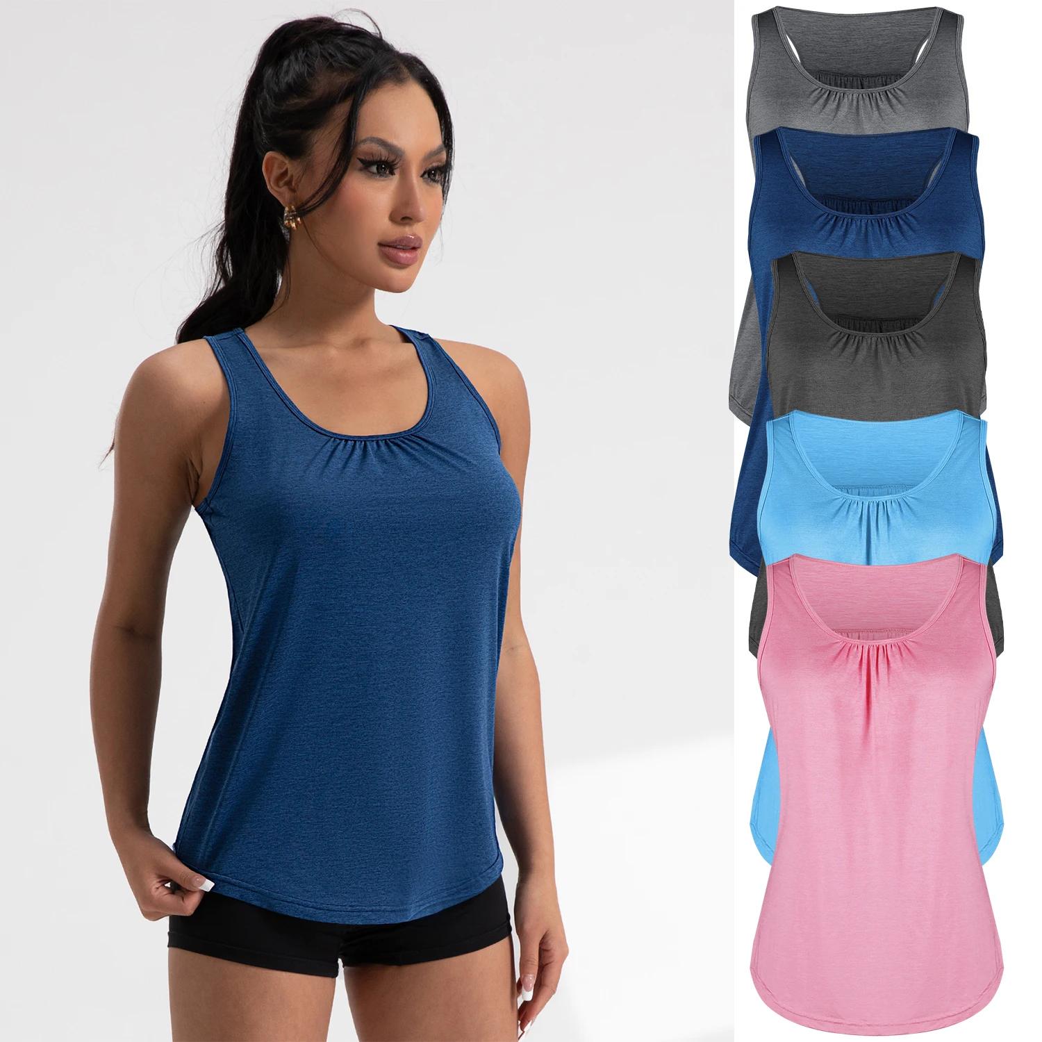1/2/3/4pcs Sports T-shirt women summer breathable sexy beauty back fitness wear running training short sleeveless yoga top