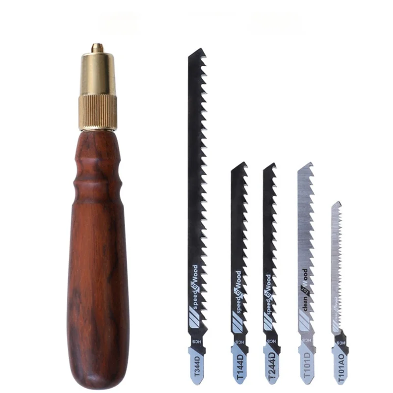 Woodworking Hand Saw Kit with 5 Saw Blade DIY Craft Mini Handsaw Set Wooden Handle Flush Cutting Saw Household Wood Cutting Tool