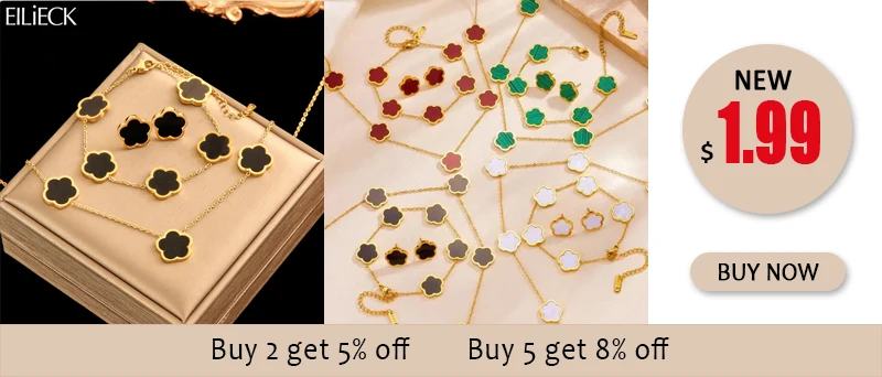 EILIECK 316L Edelstahl Herz-Blumen-Perlen-Halskette Ohrringe Set für Damen Mode-Schmuckset Wasserdicht Bijoux Femme – Detail 5
