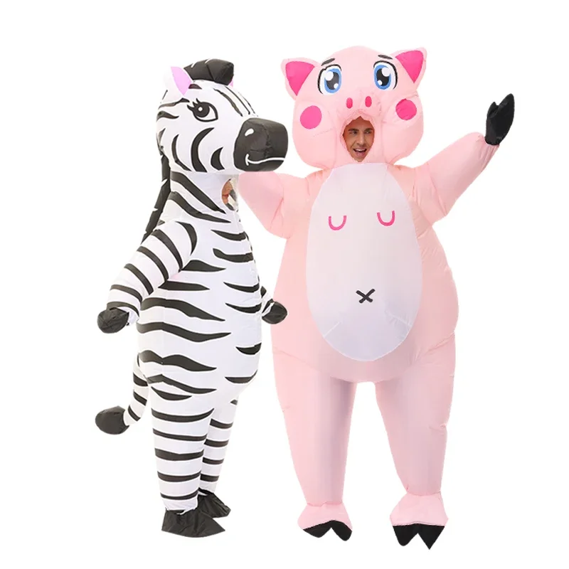 Halloween Carnival Friend Party Cosplay Stage Catwalk Masquerade Party Holiday Gift Farm Cow Pink Piggy Zebra Inflatable Costume