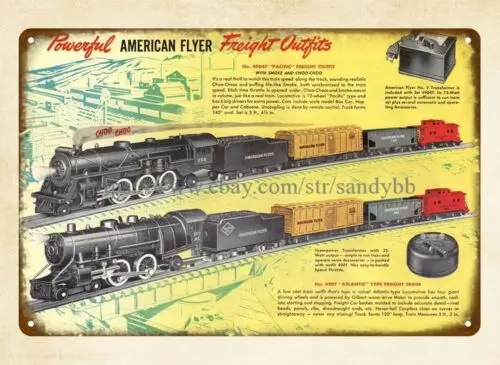 1950 American Flyer Trains Atlantic Freight Train metal tin sign home decor art sign