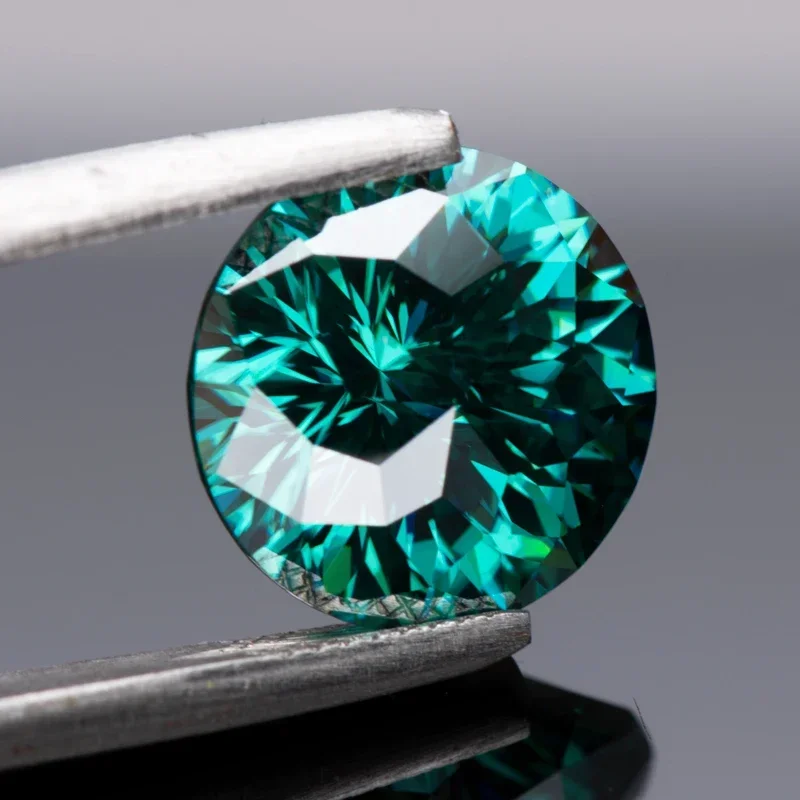 Moissanite Stones Emerald Green Primary Colours Round Shape Emperor General Cut Jewelry Making Materials with GRA Certificate