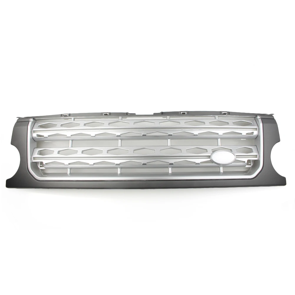 Grey Silver Car Honey Comb Mesh Grille Front Racing Grill For Land Rover Discovery 3 LR3 L319 2005 2006 2007 2008 2009 w/ Logo