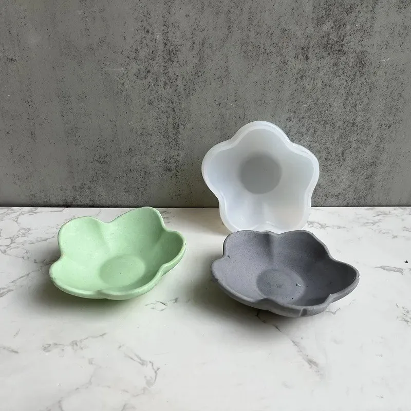 diy 5petal flower texture storage tray silicone mold,epoxy resin embossed plate platter,gypsum plaster fruit dish decor