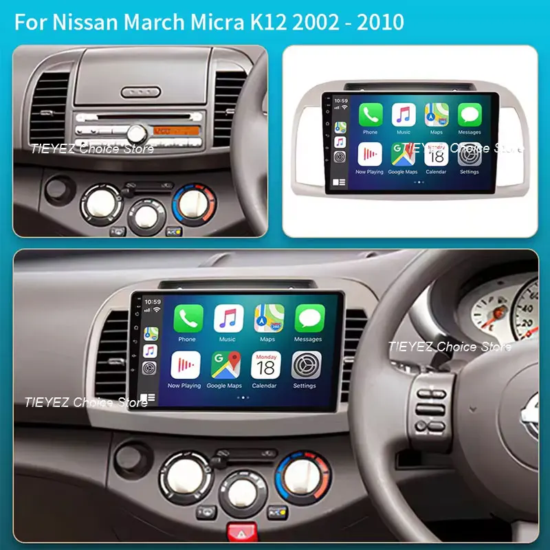 Android 16 Car Radio For Nissan March Micra K12 2002 - 2010 Multimedia Video Player GPS 5G-WIFI 2K QLED Carplay Autoradio