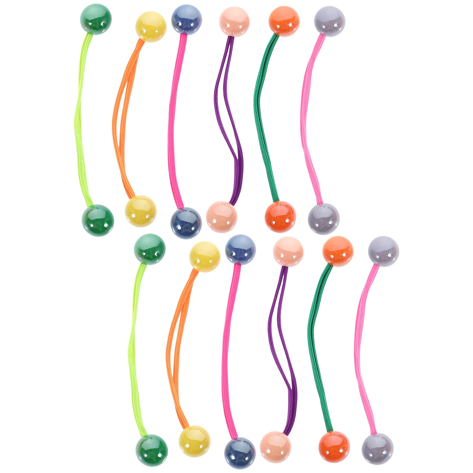 12 Pcs Hair Rope High Elasticity Candy Color Ball Band Double-headed Rubber 12pcs Girl Ponytails Pearl Tie Acrylic Scrunchies