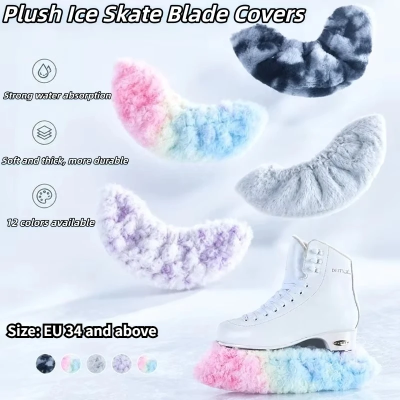 LUOOU Plush Figure Skating Shoe Blade Covers Thickened Absorbent Anti-Rust & Anti-Scratch Soft Ice Skates Blade Covers 12 Colors