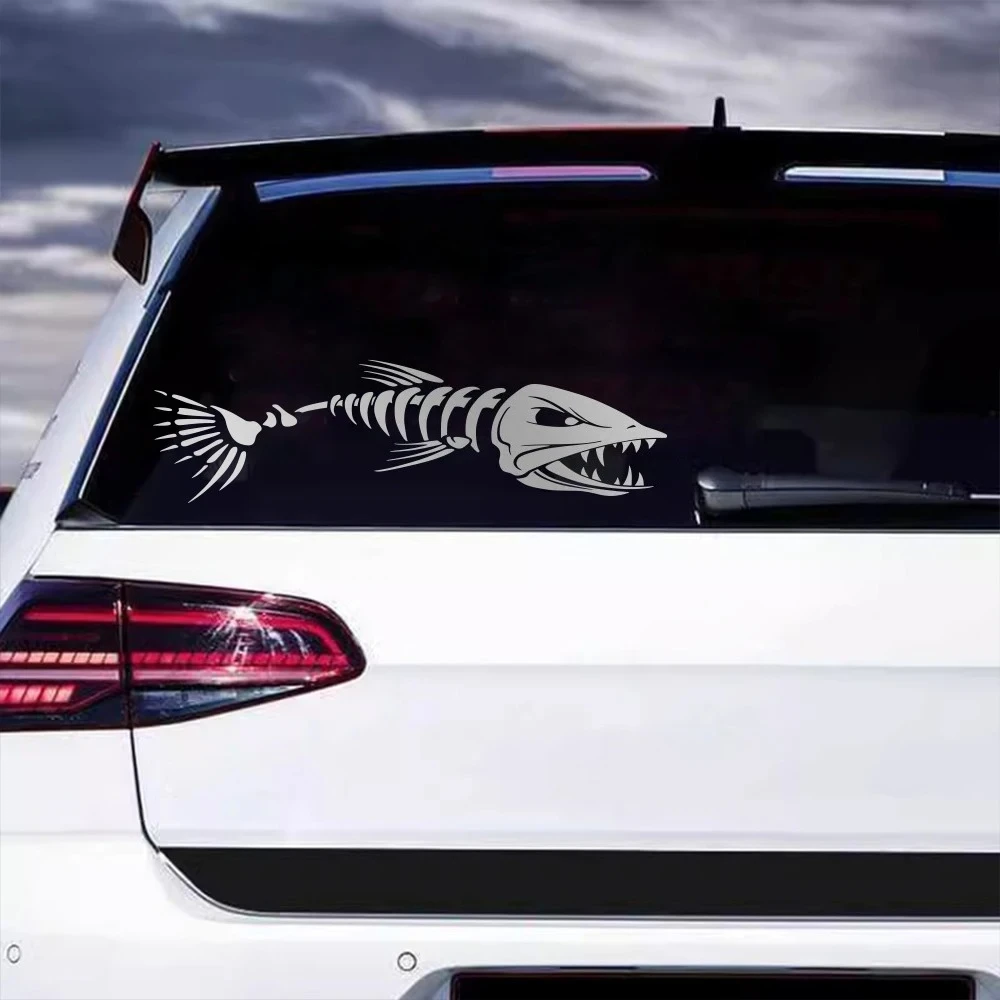 2PCS Car Stickers 3D Fish Bones Vinyl Decals Personality Waterproof Motorcycle Car Body Styling Decoration Stickers Accessories