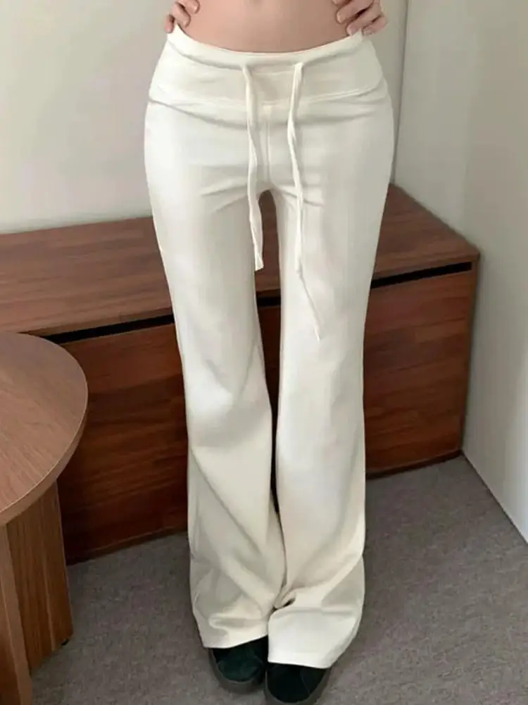 East Gate New EB353 High Waist Flared Casual Pants Leg Lengthening Handmade  Milk White Color Slimming Effect