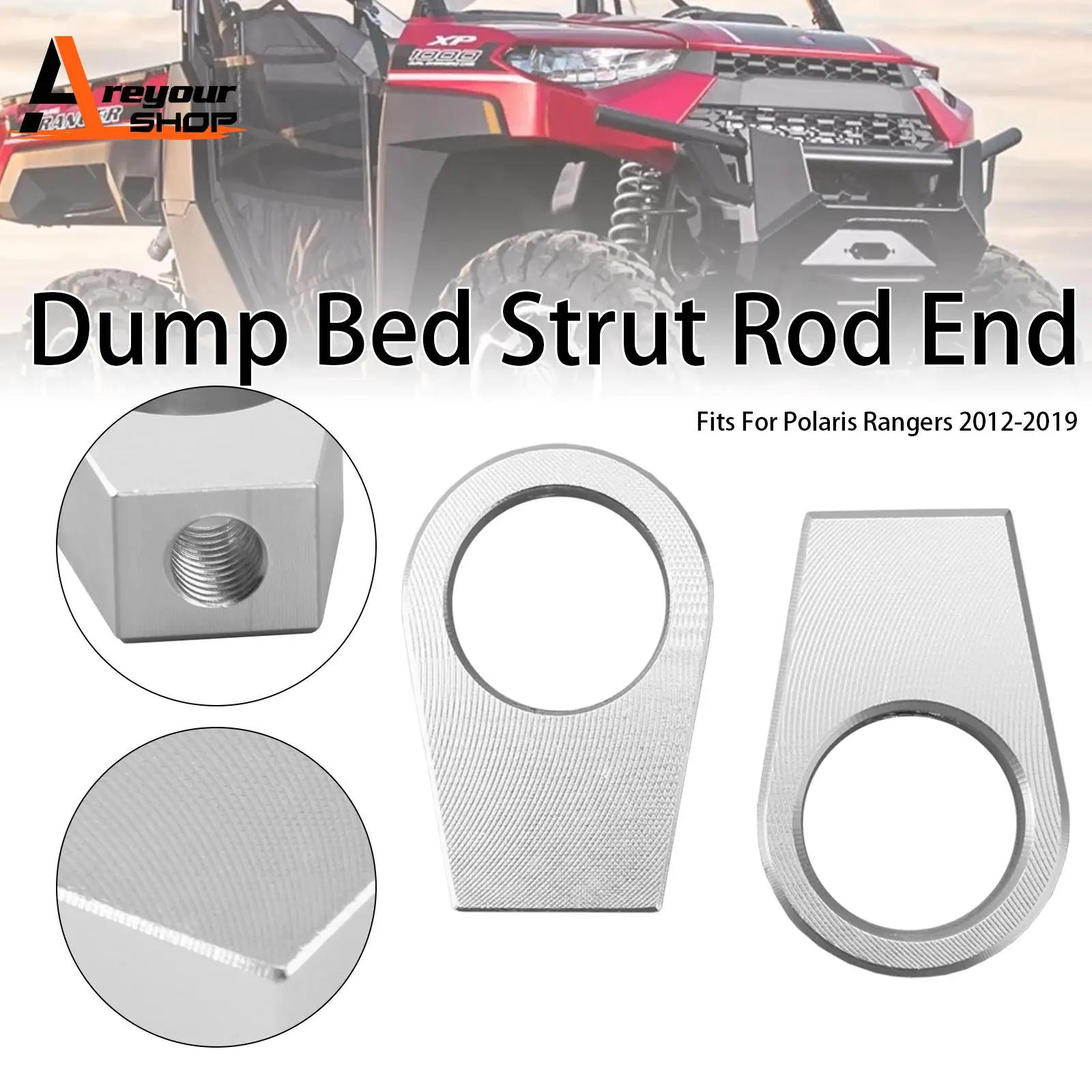 

2PCS CNC Aluminum 6mm Dump Bed Strut Rod End for Polaris Rangers 2012 2013 2014 2015 2016-2019
