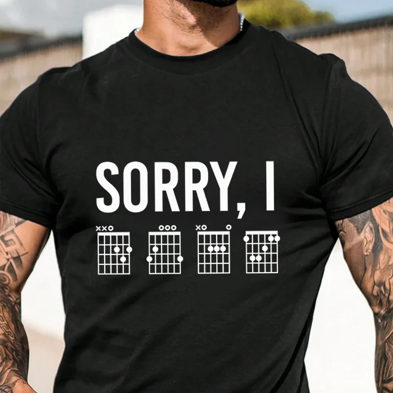 

2026 Men T Shirt Casual Sorry I DGAF Funny Guitar Funny Guitar Music Graphic T-shirt Funny Biker Racer Chopper Streetwear Tops
