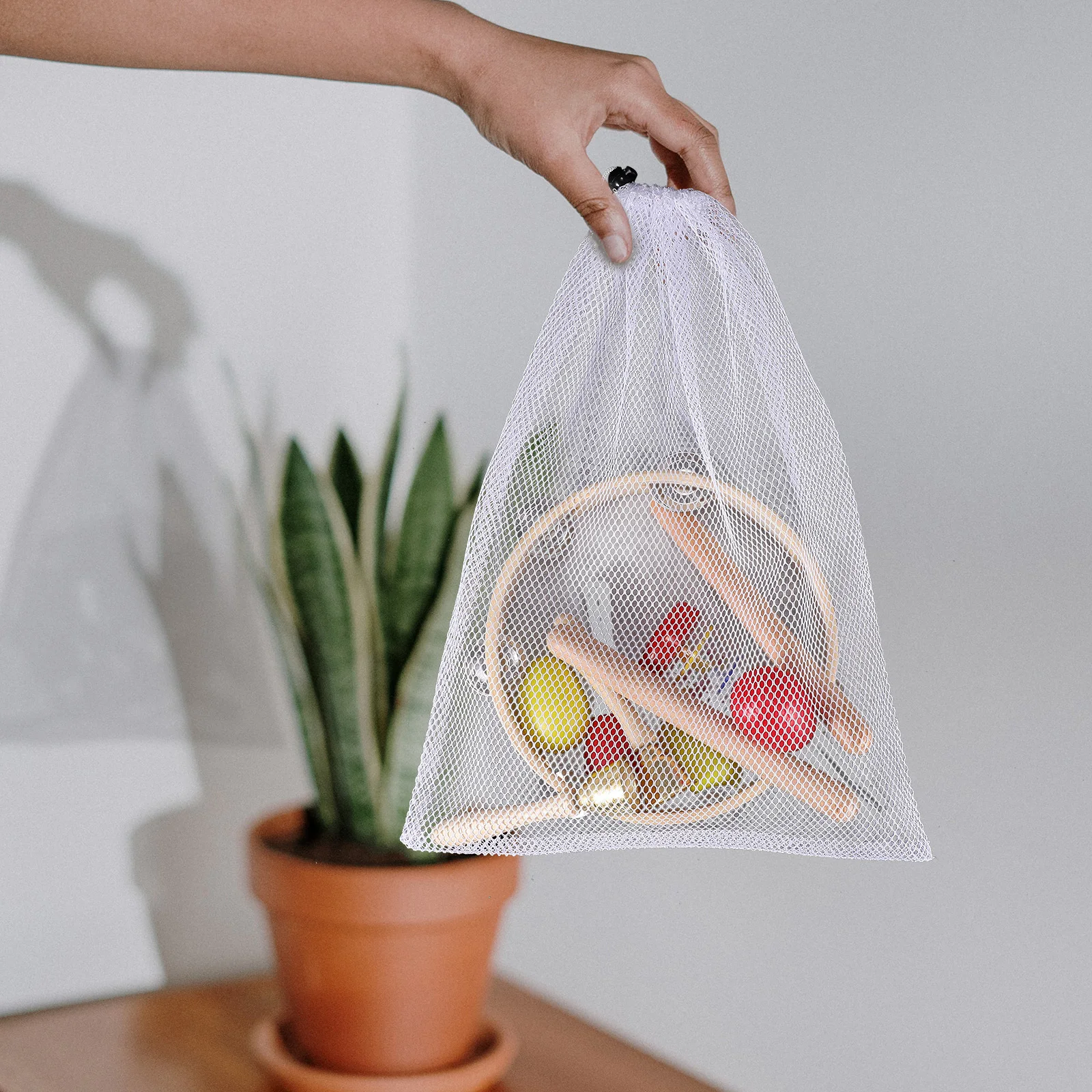 

10Pcs Polyester Mesh Drawstring Bags Reusable Storage Bags for Fruits Vegetables Travel Use Net Bag Drawstring Pouch