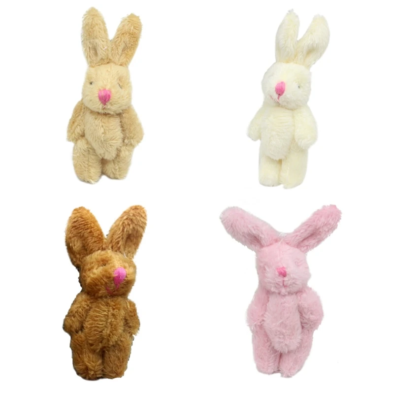 6cm Realistic Dollhouse Plush for Doll Soft Stuffed Rabbits Bunny Miniature Decoration for Doll Mini Joint Rabbit P