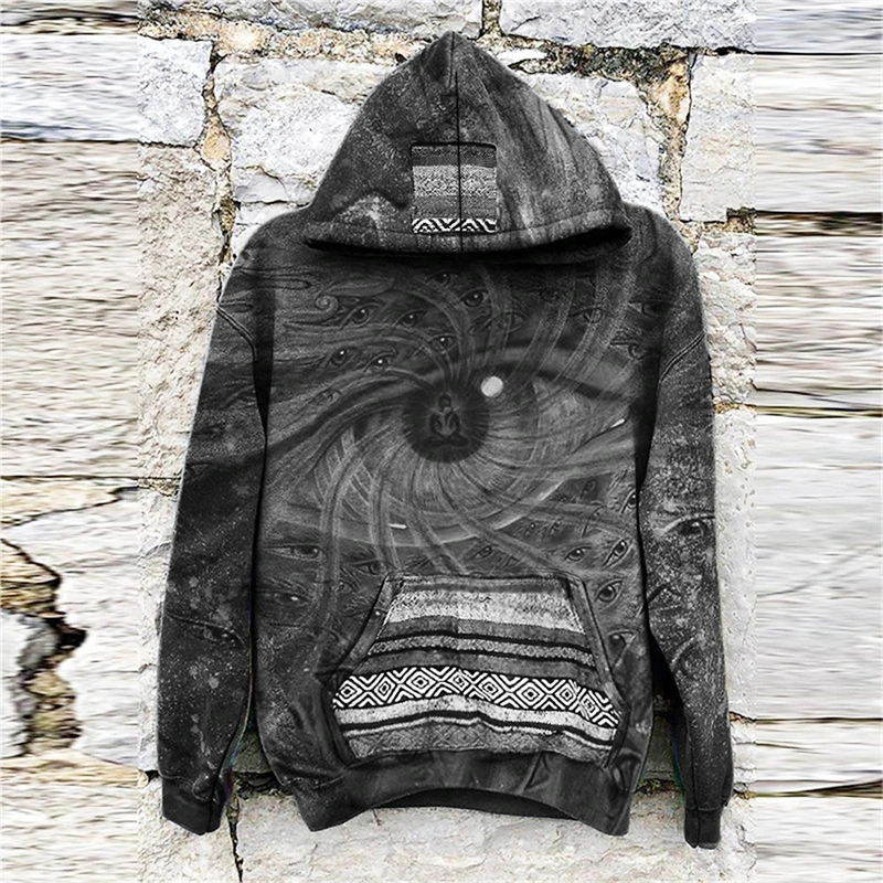 Psychedelic Eye Pattern Hoodie Fashion Trend Long Sleeve 3D Printed New In Hoodies Mens Streetwear Personalization Sweatshirts