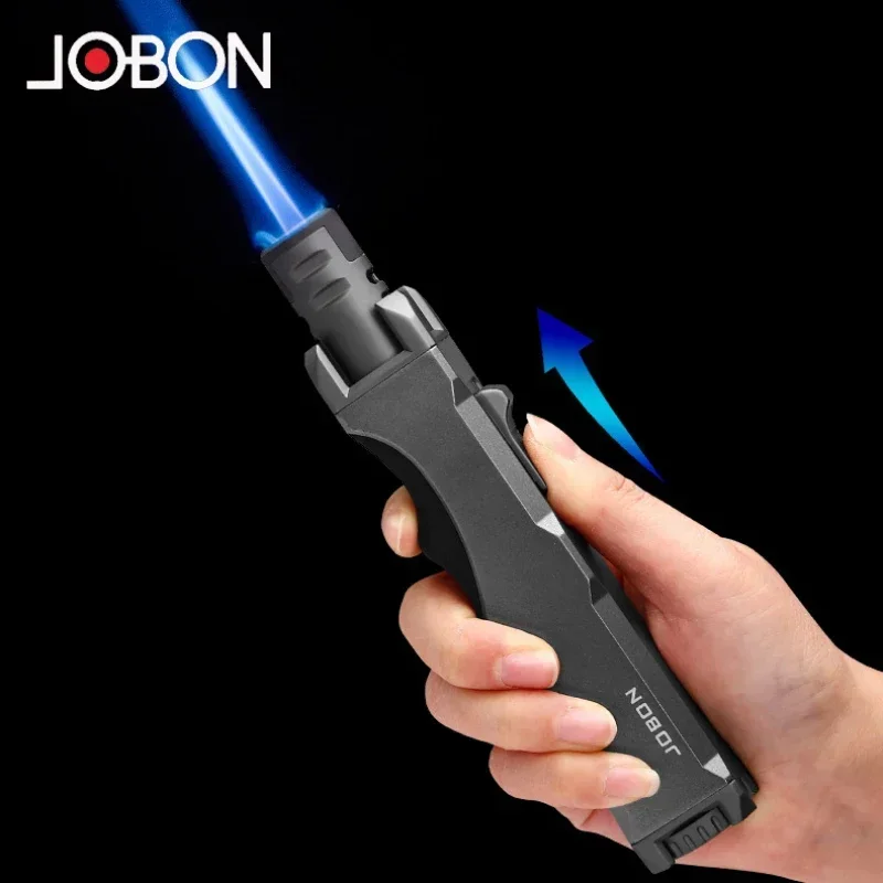 New JOBON Metal Outdoor Windproof Turbine Torch Strong Fire Power Blue Flame Straight Butane Gas Lighter Gas Kitchen BBQ Welding