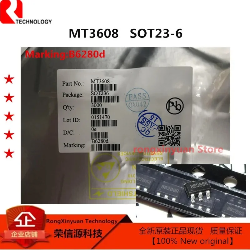 

10-100pcs/lot MT3608 Marking: B6280d B628 SOT23-6 2A Step Up Converter 100% New original