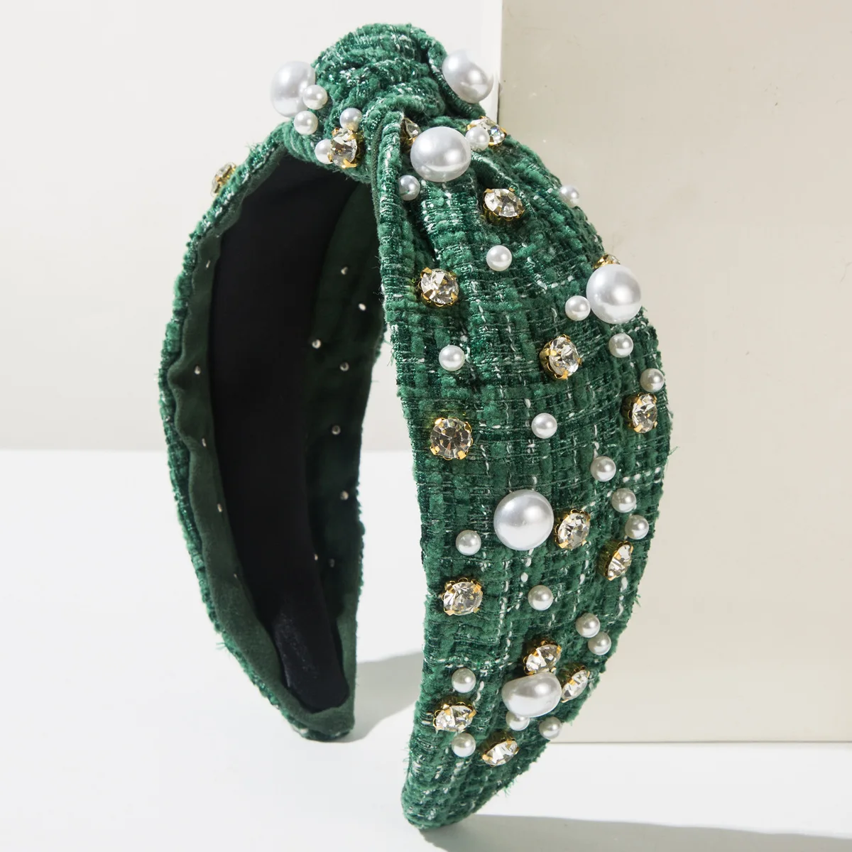 European And American Fabric Hair Bands Fashionable Bead-Studded Drill Bit Bands Autumn And Winter Hair Accessories For Women423