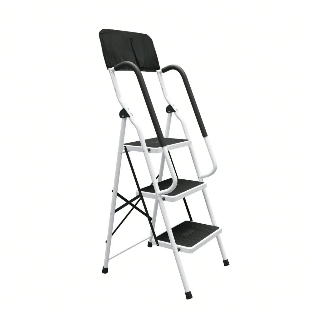 

Лестница с поручнями и сумкой для инструментов, сверхпрочная складная стремянка с грузоподъемностью 330 фунтов, широкие противоскользящие ступеньки, прочная безопасная конструкция.