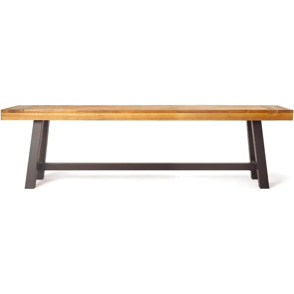 

# l Carlisle Outdoor Acacia Wood and Rustic Metal Bench, Sandblast Finish / Rustic Metal 14. 75 x 63 x 17. 50 inches