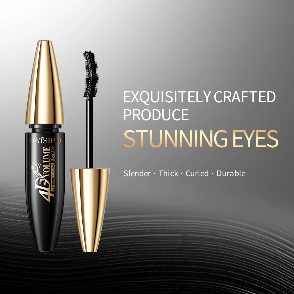 DAISIBO Mascara cils en fibres noires – imperméable, anti-taches, longue durée, sans déclenchement, aspect naturel, volumateur et bouclage