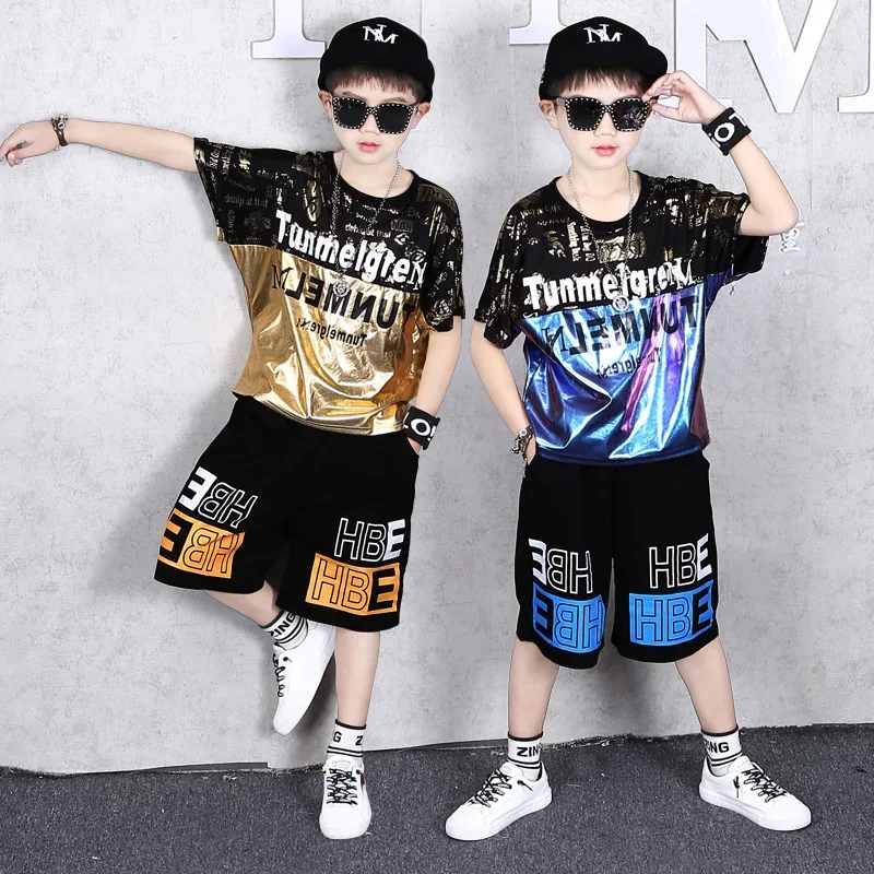 Children's drum performance clothing boys' hip-hop trendy clothing street dance sets boys' trendy clothing cool walking show