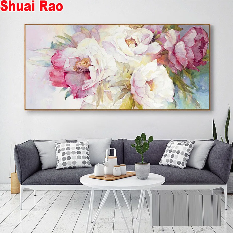 Pink Peony diamond painting full square round cross stitch diamond set mosaic still life 5d diamond embroidery flowers