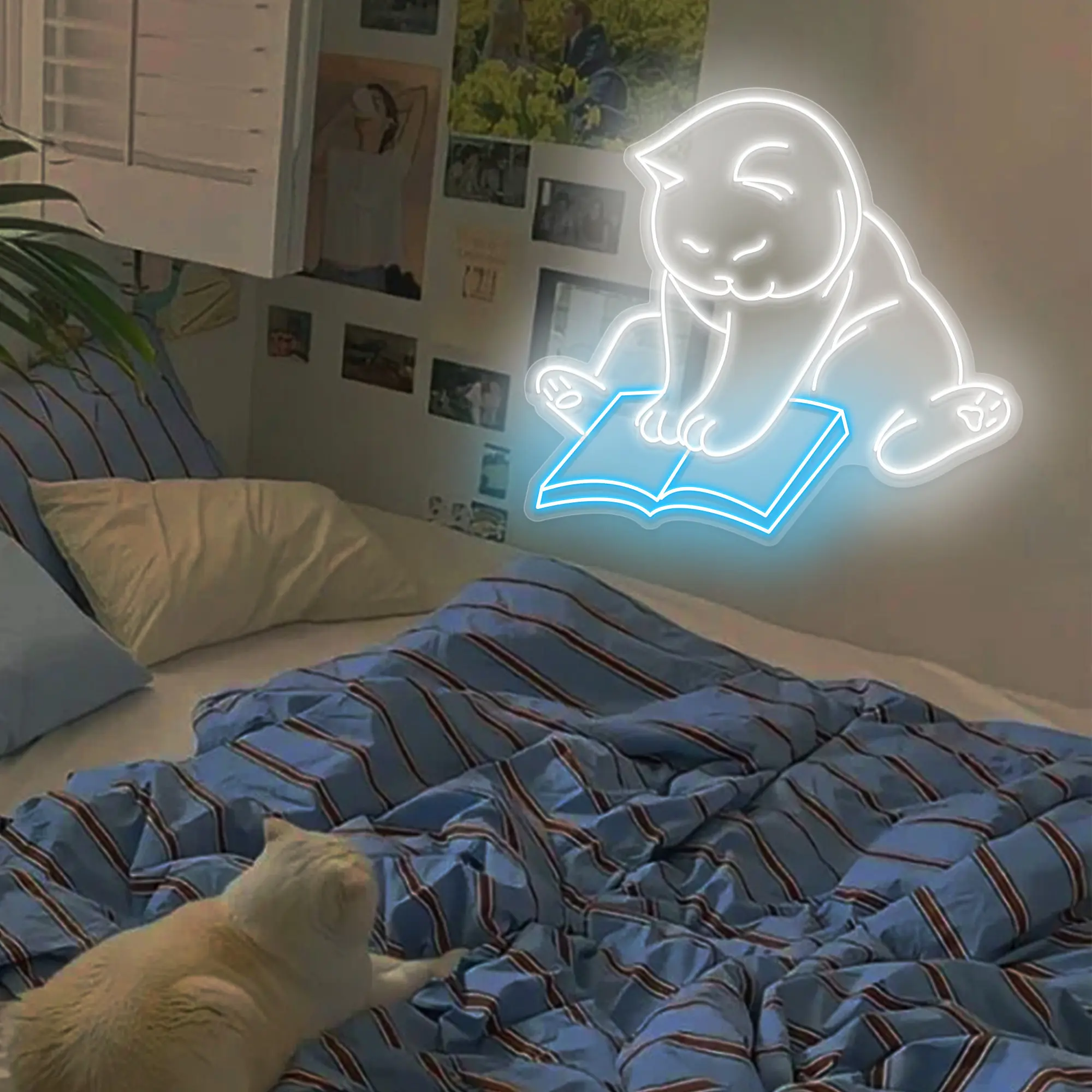 

Cat Reading Book Neon Sign Cute Cat Led Sign Pet Lover Gifts Neon Lights For Wall Bedroom Decor Animal Lover Gifts Cat Wall Art