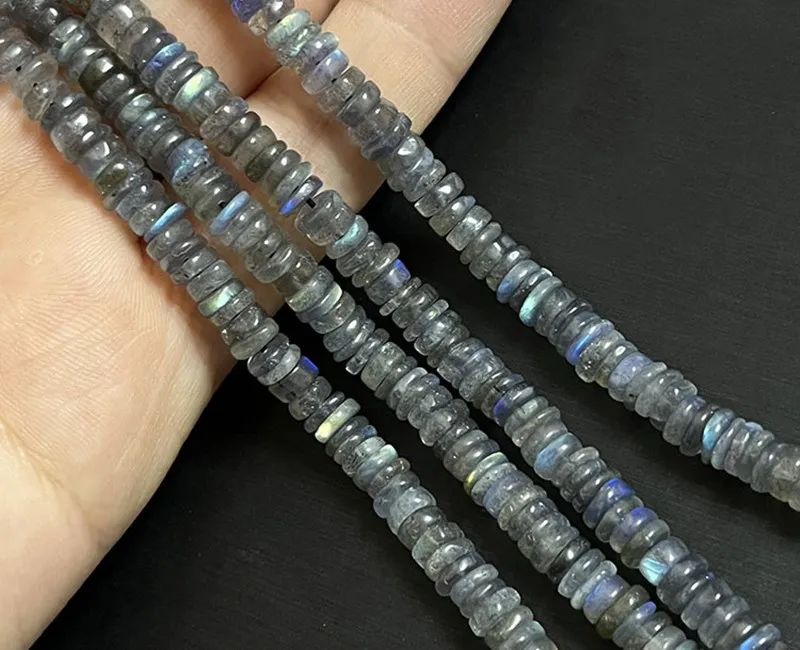 Labradorite black roundelle 5-6mm 38cm for DIY jewelry making  loose beads  FPPJ wholesale nature