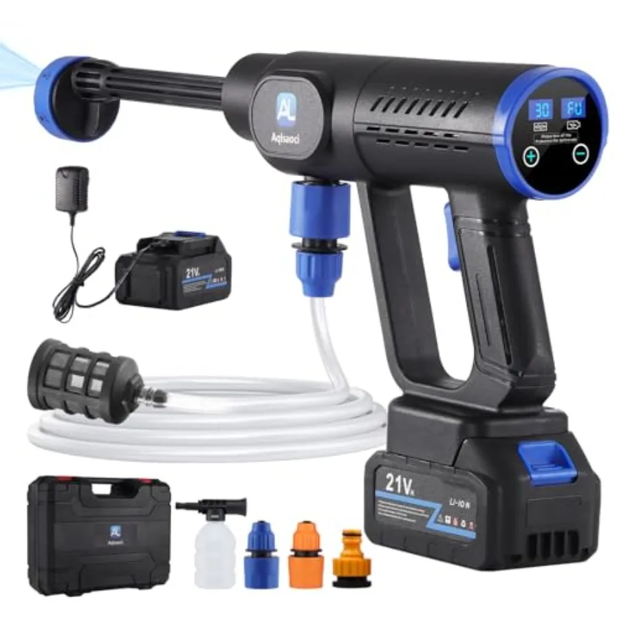 

Cordless Pressure Washer1450 PSI Brushless Portable Power Washer with LCD Display and Pressure Adjustable 2×21V Rechargeable Ba