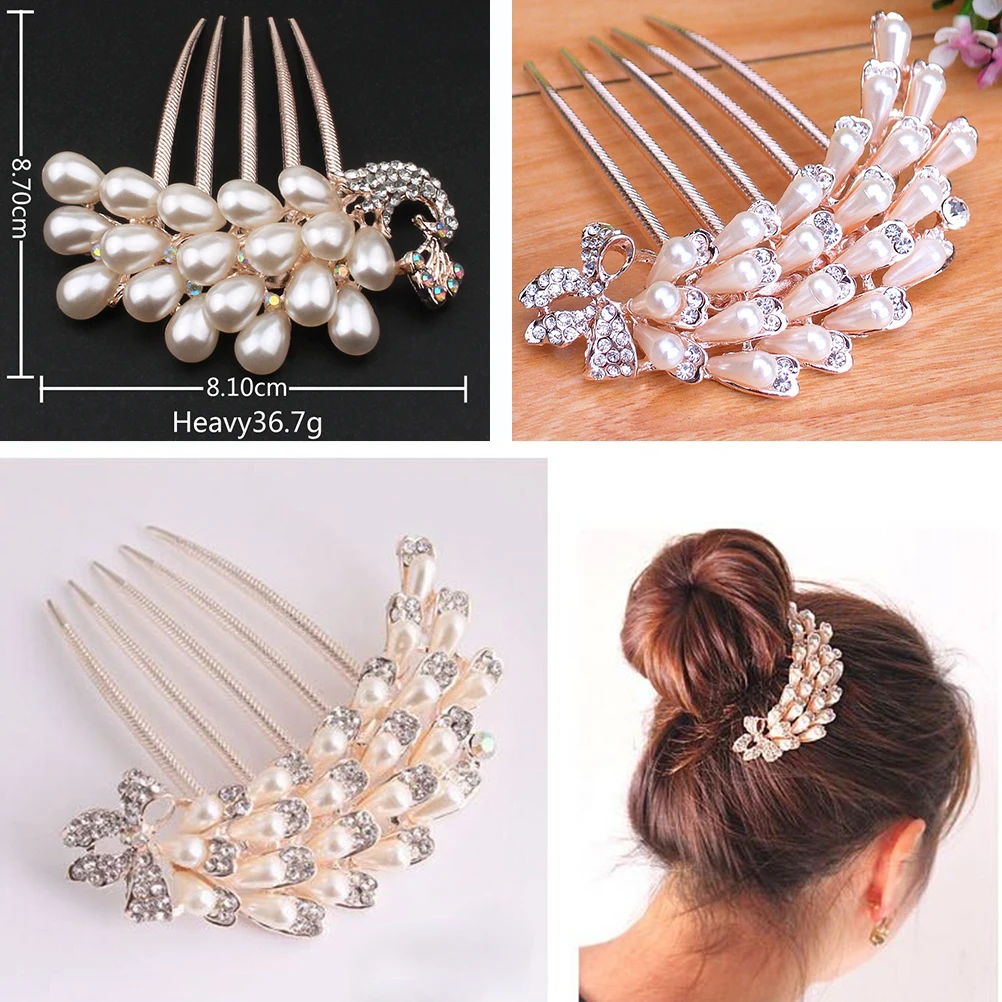 

4pcs Crystal Hair Side Combs Elegant Bridal Accessories Wedding Headpin Rhinestone Clips Women Bridesmaids Flower Girls Party
