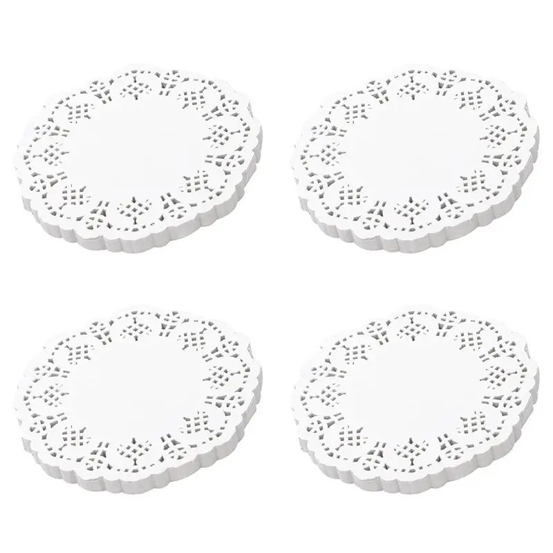 PORK-Lace Doilies Paper 400 Pcs,4.5 Inch Decorative Round Placemats,Liners For Cake,Desserts Baked Treat Tableware Display