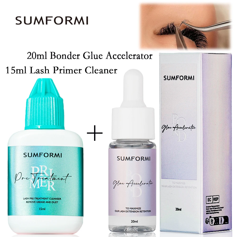 Pre-Treatment Clean Deep 15ml Primer with 20ml Aloe No Irritation Glue Bonder Set Accelerator Fixing Agent Extension Lash Primer