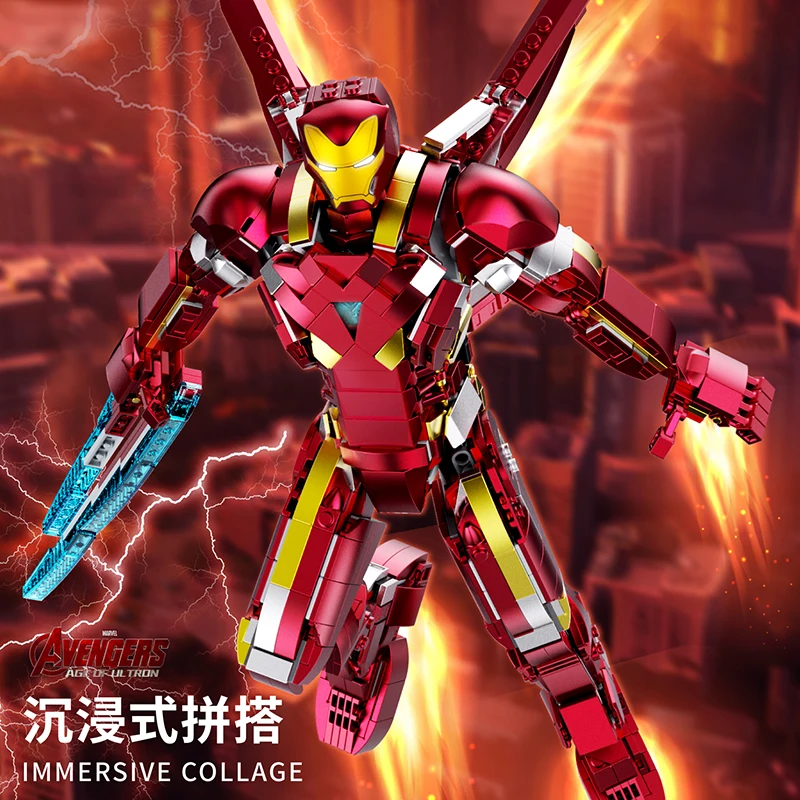 NEW 2023 Disney Avengers Spiderman MK85 MK50 MK2 MK3 iron Man Mecha  Building Blocks Kit Bricks Sets Model Toys Gift